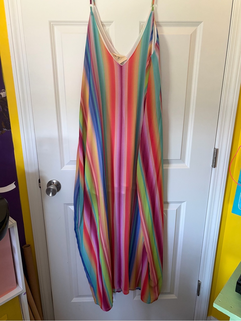 Rainbow Striped Maxi Slip Dress - Picture 7 of 9